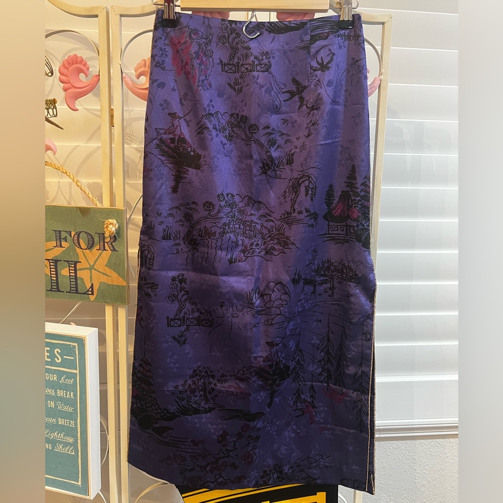 Zara Purple Printed Midi Skirt